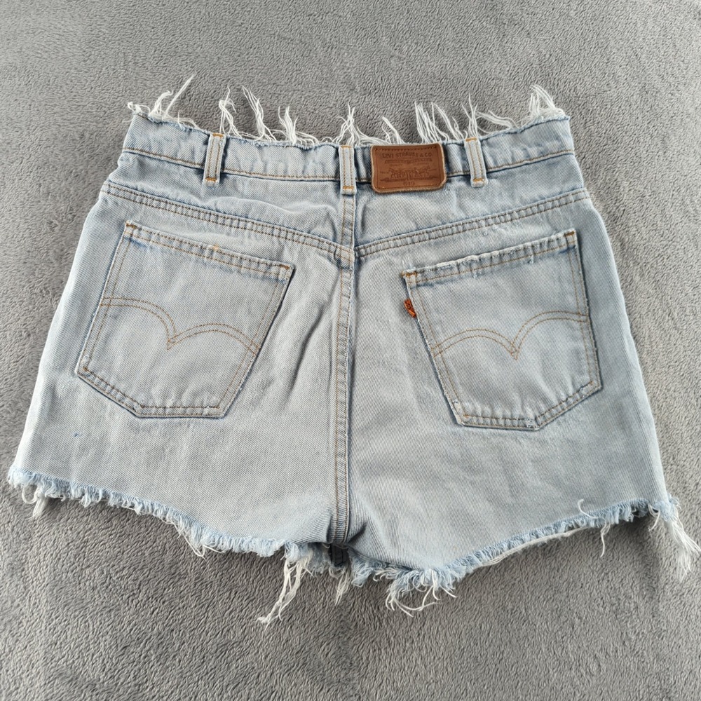 Vintage 90s Levis Orange Tab Jean Shorts Womens 30 Blue Light‎ Wash High Rise